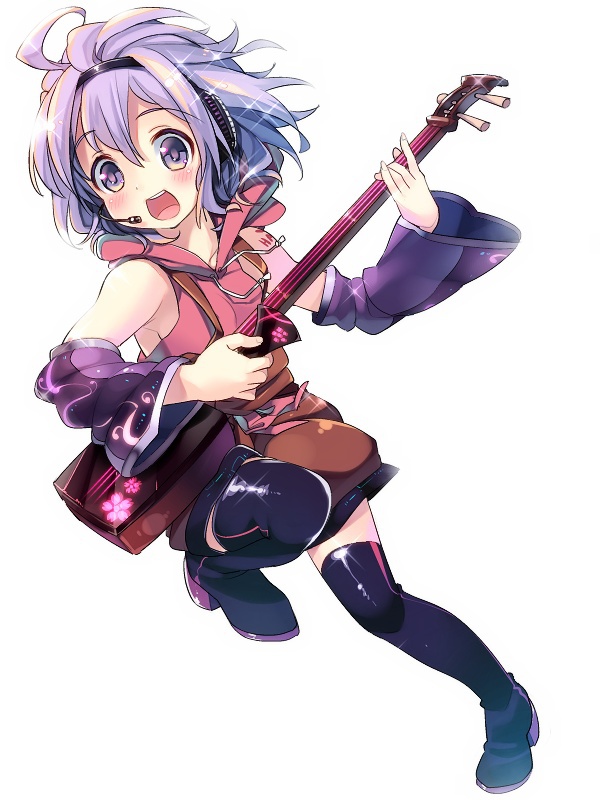 ahoge, aino_hate, artist_request, bachi, bare_shoulders, black_eyes, black_legwear, blush