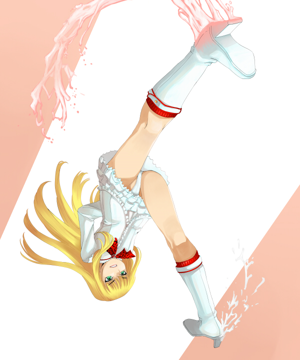 blonde_hair, dress, eiji_(eiji), emilie_de_rochefort, high_heels, long_hair, namco, panties