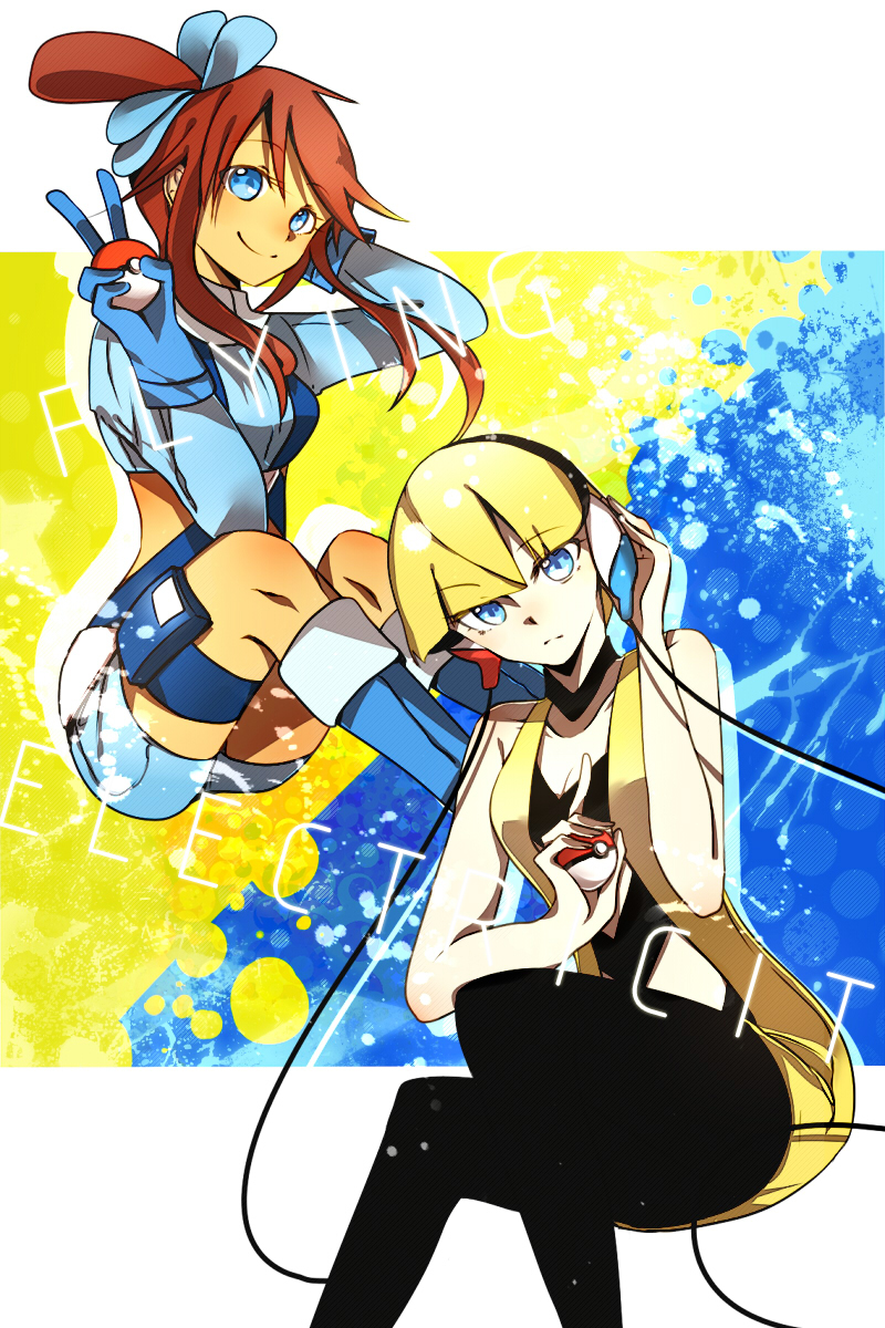 blonde_hair, blue_eyes, boots, choker, fuuro_(pokemon), gloves, hair_ornament, highres