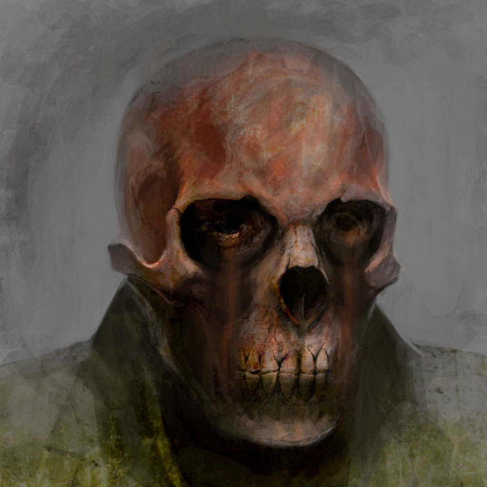 blood, coat, creepy, death, highres, horror, male, marvel, original, red_skull, skull, solo, teeth, toron