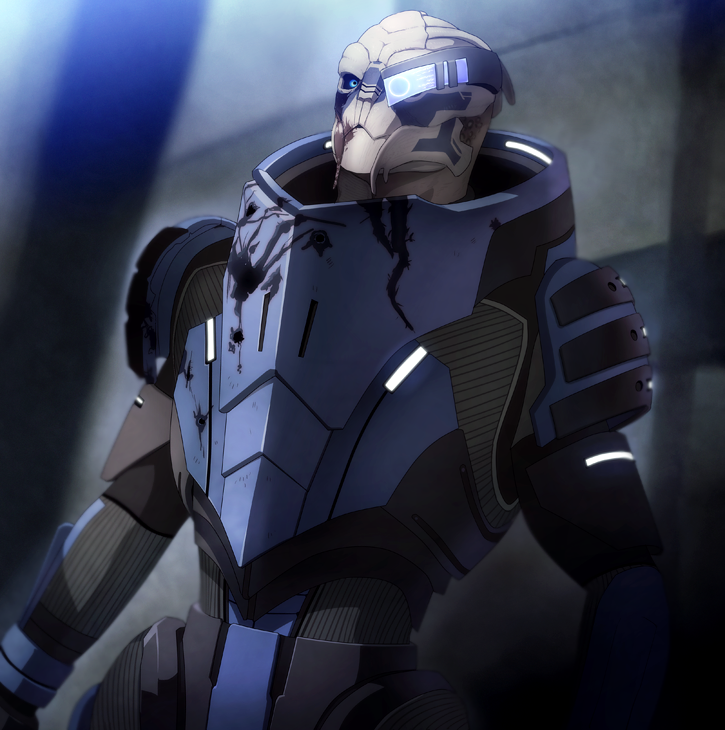 alien, armor, blue_eyes, damaged, garrus_vakarian, gobeur, male, mass_effect