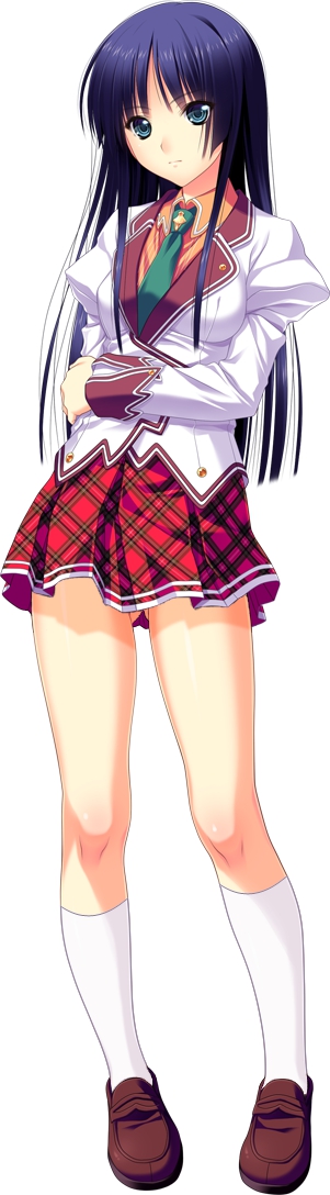 1girl, amasaka_takashi, arms_around_waist, artist_request, blazer, blue_hair, footwear, green_eyes