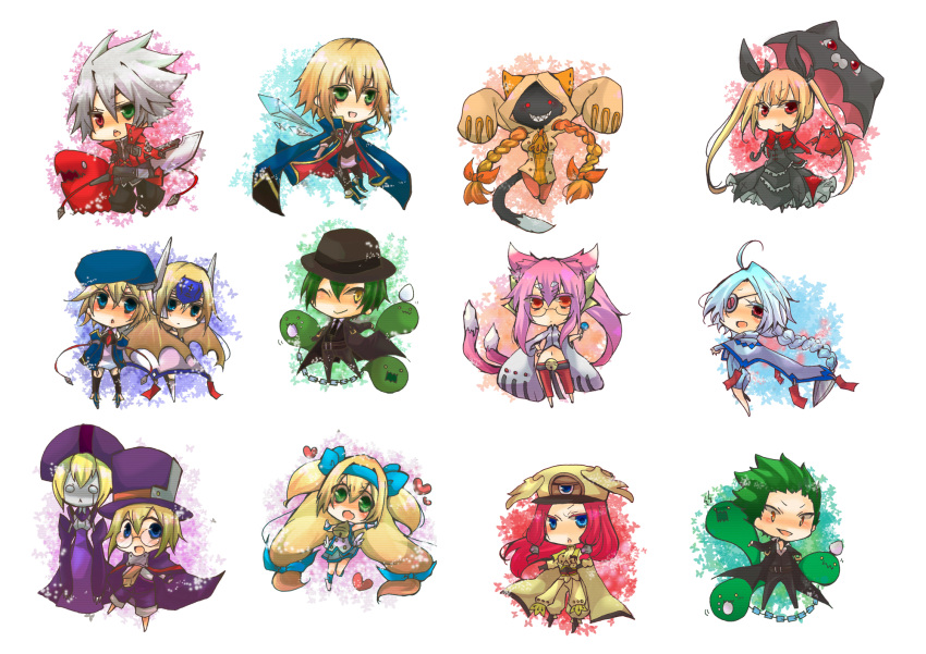 blazblue, blonde_hair, blue_eyes, braid, carl_clover, chibi, eyepatch, gii