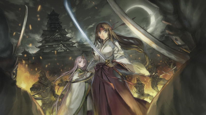 artist_request, breasts, character_request, fire, headband, highres, japanese_clothes, large_breasts