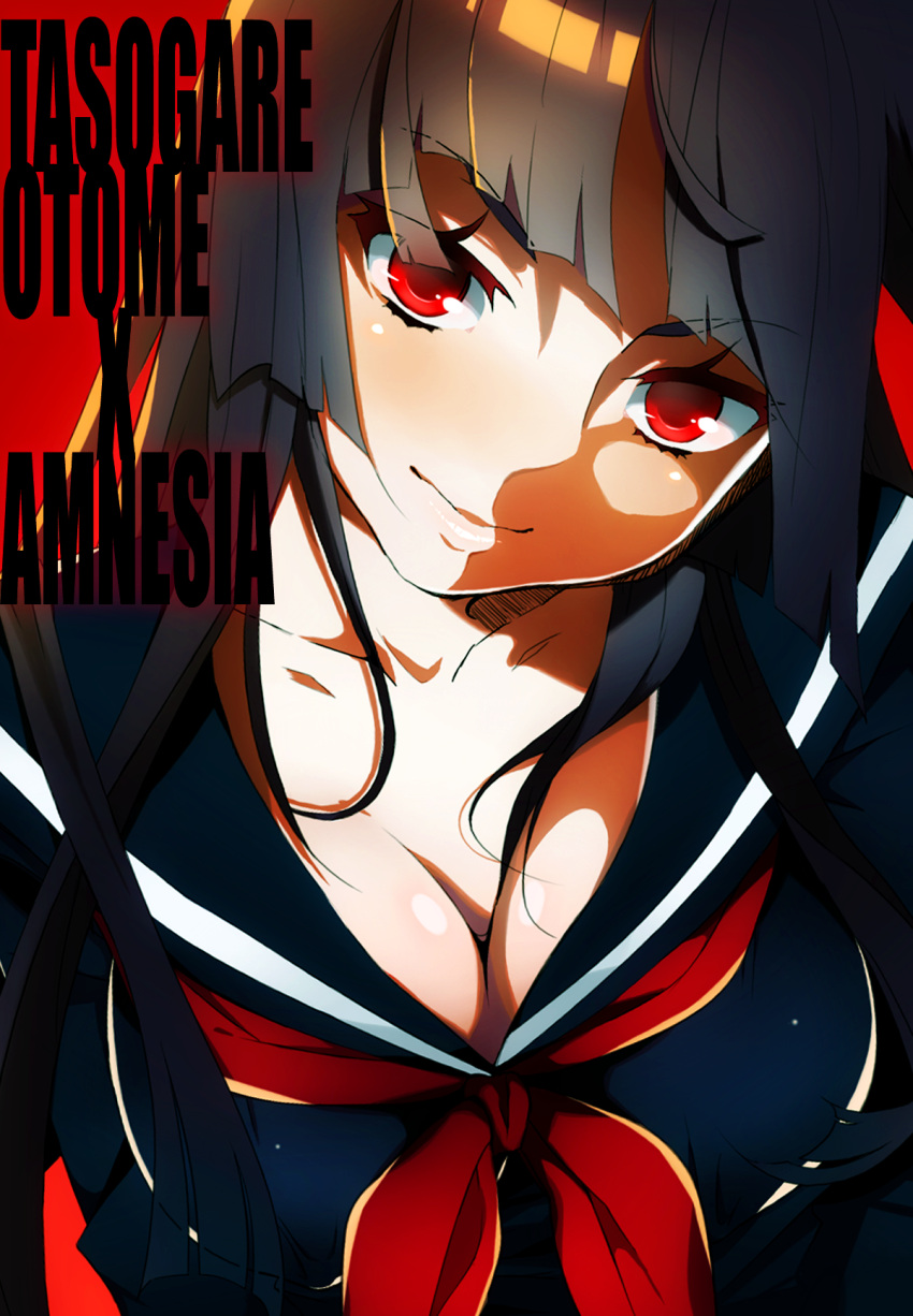 black_hair, breasts, face, ghost, highres, hime_cut, kanoe_yuuko, lips