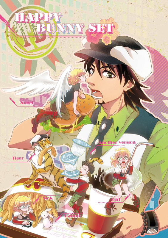 angel_wings, barnaby_brooks_jr, blonde_hair, boots, brown_eyes, brown_hair, bunny, cabbie_hat