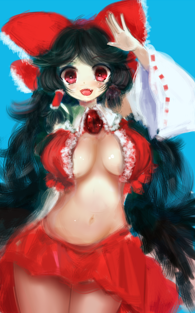 amii, black_hair, black_wings, bow, breasts, cosplay, hair_bow, hair_tubes