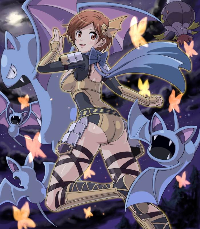 1girl, armor, ass, back, belt, blue_scarf, boots, bow