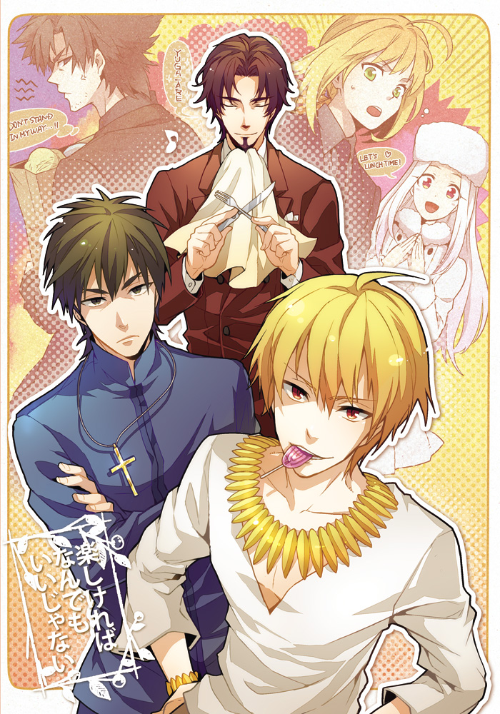 4boys, bib, black_hair, blonde_hair, bracelet, brown_eye, brown_eyes, brown_hair