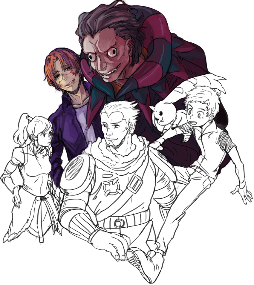 4boys, avatar_legends, crossover, dalton_(one_piece), digimon, digimon_tamers, facial_hair, fate/zero