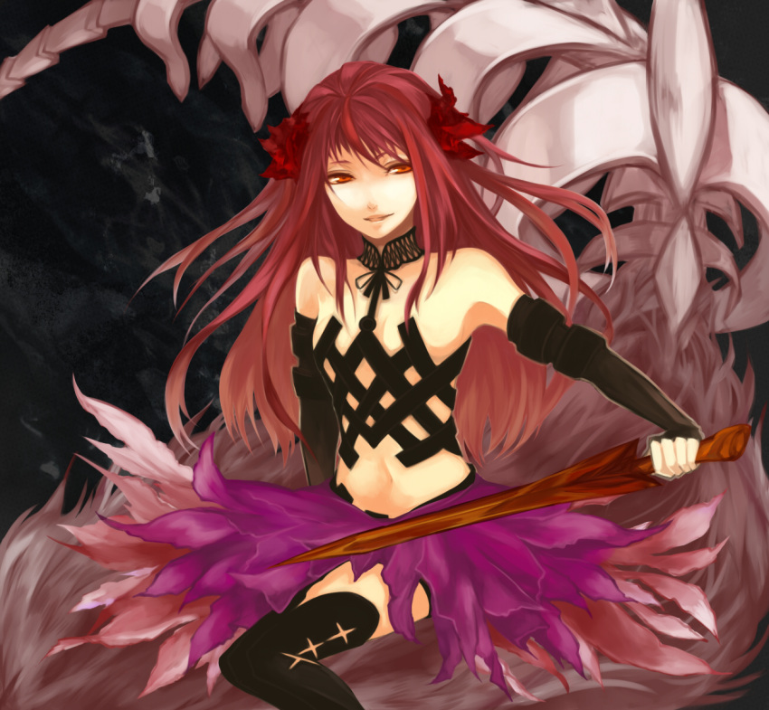 bare_shoulders, choker, cybele_(lord_of_vermilion), detached_sleeves, flower, fumihiko_(tsuratsuratsubaki), hair_flower, hair_ornament