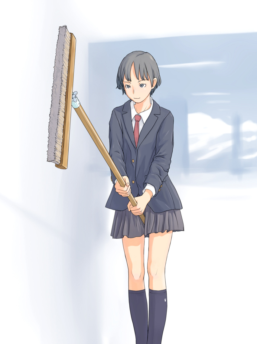 black_eyes, black_hair, flash_tomo, highres, kneehighs, miniskirt, necktie, original