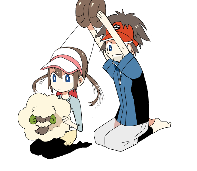 barefoot, brown_hair, character_request, detached_hair, female_protagonist_(pokemon_bw2), hair_bun, ikuryomaga, kyouhei_(pokemon)