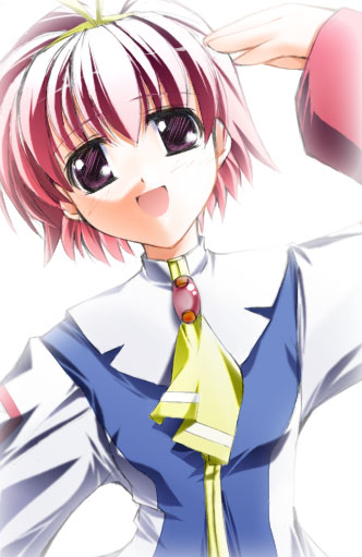 android, blush, kiku_8, neckerchief, nomal, pink_eyes, pink_hair, school_uniform