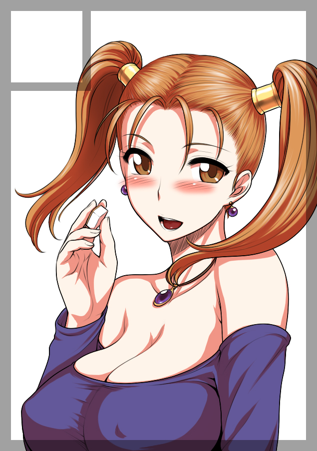 bare_shoulders, blush, breasts, cleavage, dragon_quest, dragon_quest_viii, female, jessica_albert