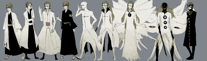 aizen_sousuke, alternate_costume, alternate_form, armband, badge, bleach, bleach:_turn_back_the_pendulum, eyepatch