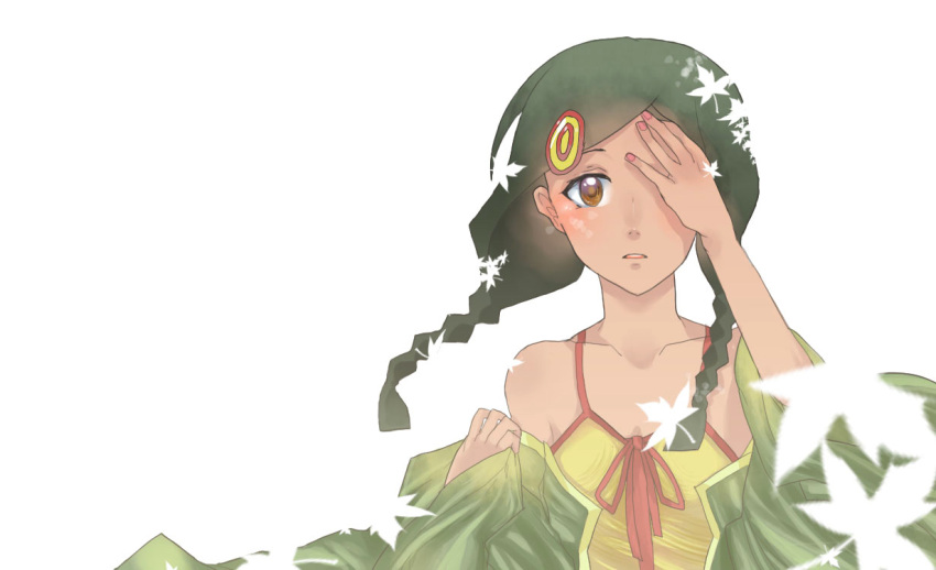 aquarion_(series), aquarion_evol, bare_shoulders, black_hair, braid, brown_eyes, dark_skin, hair_ornament