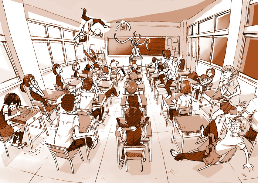 another, ayano_aya, bungo, fujimaki_naomi, kakinuma_sayuri, kaneki_kyouko, kazami_tomohiko, kiseijuu, kubodera_shouji, matsui_aki, misaki_mei, mizuno_takeru, mochizuki_yuuya, monochrome, multiple_boys, multiple_girls, nakao_junta, ogura_yumi, ouji_makoto, parody, sakakibara_kouichi, saruta_noboru, satou_kazue, school_uniform, sugiura_takako, tatara_megumi, teshigawara_naoya, tsujii_yukito, undressing, watanabe_san, yamashita_bungo