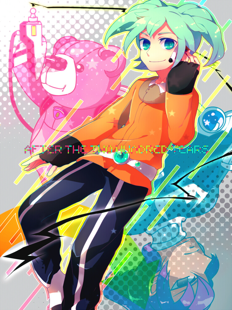 baggy_pants, bear, belt, fei_rune, fey_rune, fingerless_gloves, gloves, green_eyes