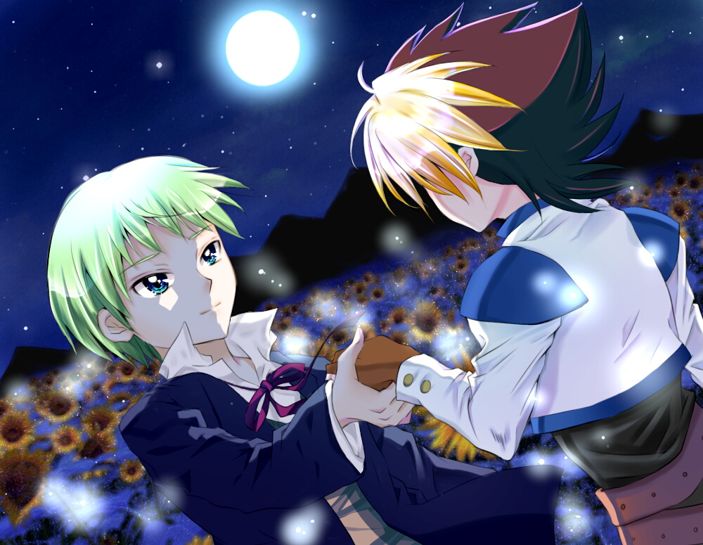 2boys, b-daman, b-densetsu!_battle_b-daman, blue_eyes, butler, cain_mcdonnell, field, fingerless_gloves