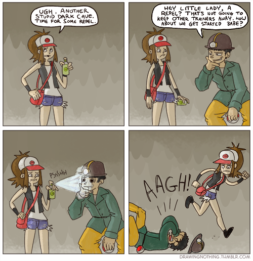 baseball_cap, brown_hair, camac, cave, comic, denim, denim_shorts, english