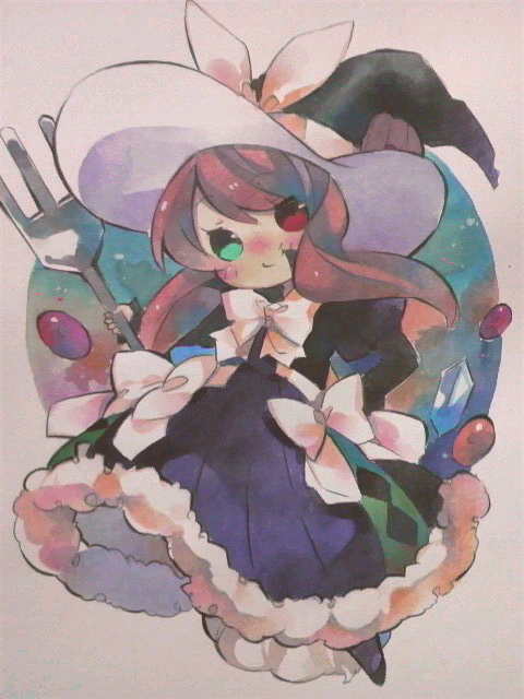 dress, fork, hat, madolce_majoleine, madolche, madolche_majoleine, witch_hat, yu-gi-oh!