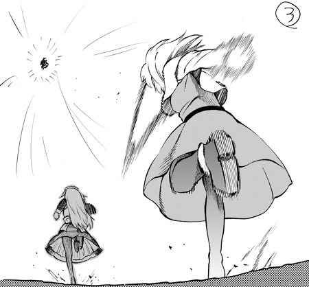 2girls, alice_margatroid, boots, capelet, fuantei, long_hair, lowres, maid