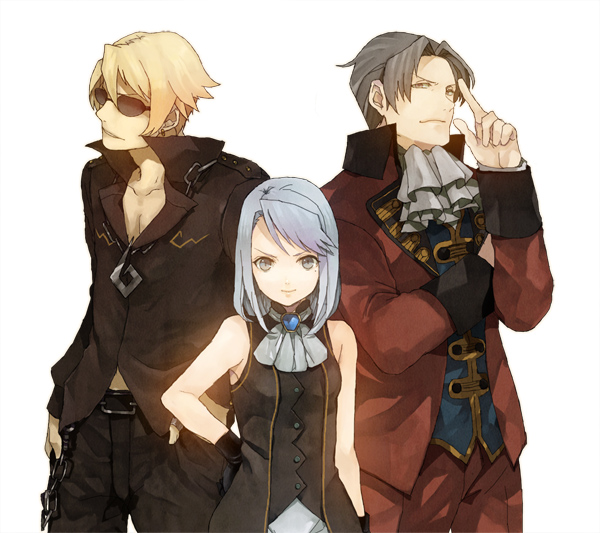 earrings, formal, garyuu_kyouya, gold_eyes, grey_eyes, gyakuten_kenji, gyakuten_saiban, hand_on_hip