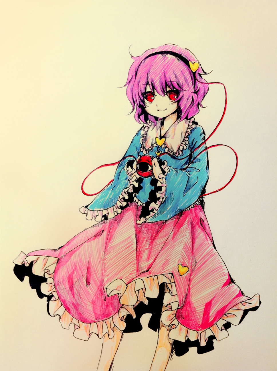 eyeball, hairband, heart, highres, komeiji_satori, luoz, pink_hair, red_eyes