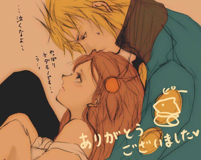 1boy, 1girl, blonde_hair, brown_hair, fuki_raito, jasmine_(pokemon), long_hair, pokemon