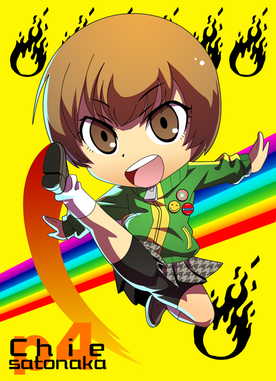 :d, bad_id, bangs, bare_legs, bike_shorts, brown_eyes, brown_hair, buttons