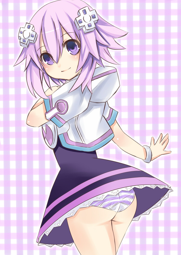 arm_behind_back, ass, blush, bracelet, choujigen_game_neptune, d-pad, hair_ornament, jewelry