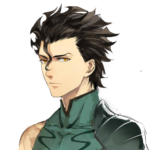 ahoge, bad_id, black_hair, bust, fate/zero, fate_(series), lancer_(fate/zero), lowres