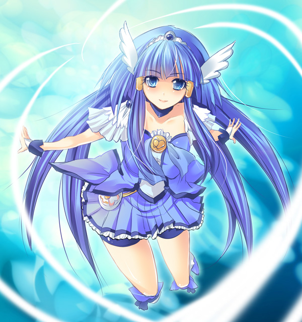 ???, ?????, aoki_reika, blue_eyes, blue_hair, cure_beauty, dress, hair_ornament