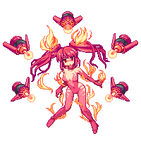 bare_shoulders, blush, breasts, cthugha_(nyaruko-san), fiery_hair, fire, funnels, haiyore!_nyaruko-san