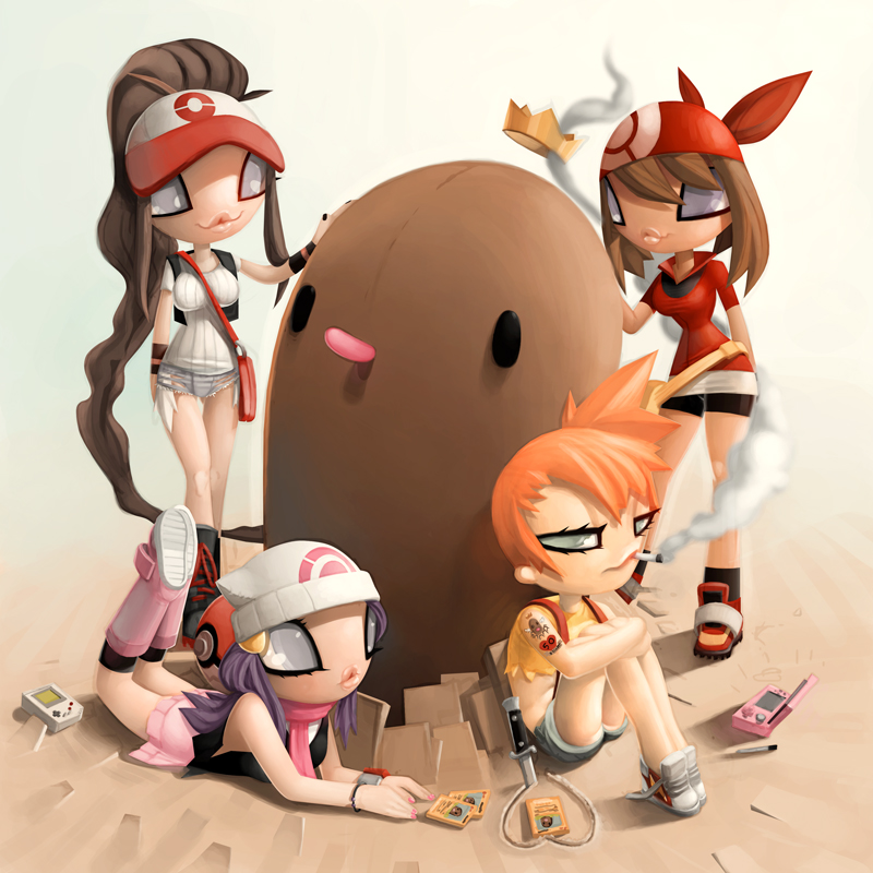 4girls, andrew_wilson, bandana, bandanna, baseball_cap, beanie, bike_shorts, boots