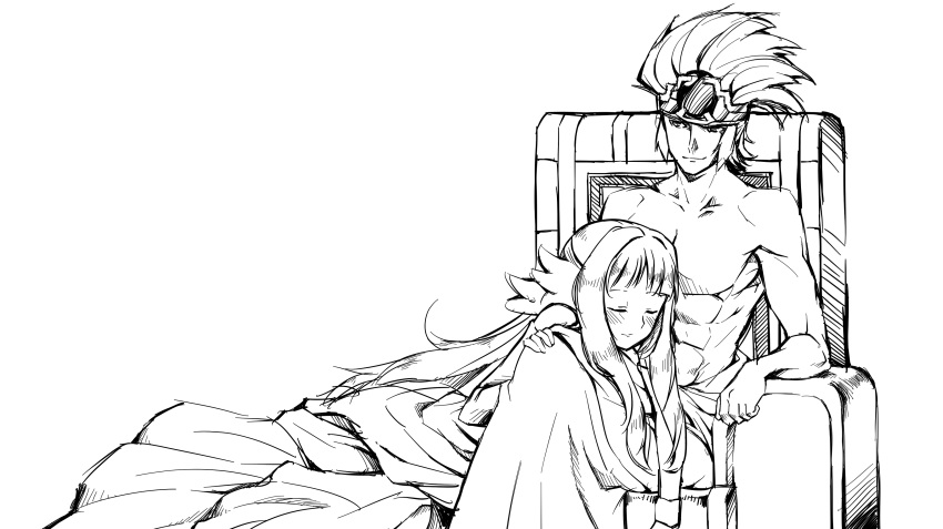 1girl, abs, absurdres, blonde_hair, blue_hair, blush, closed_eyes, crown