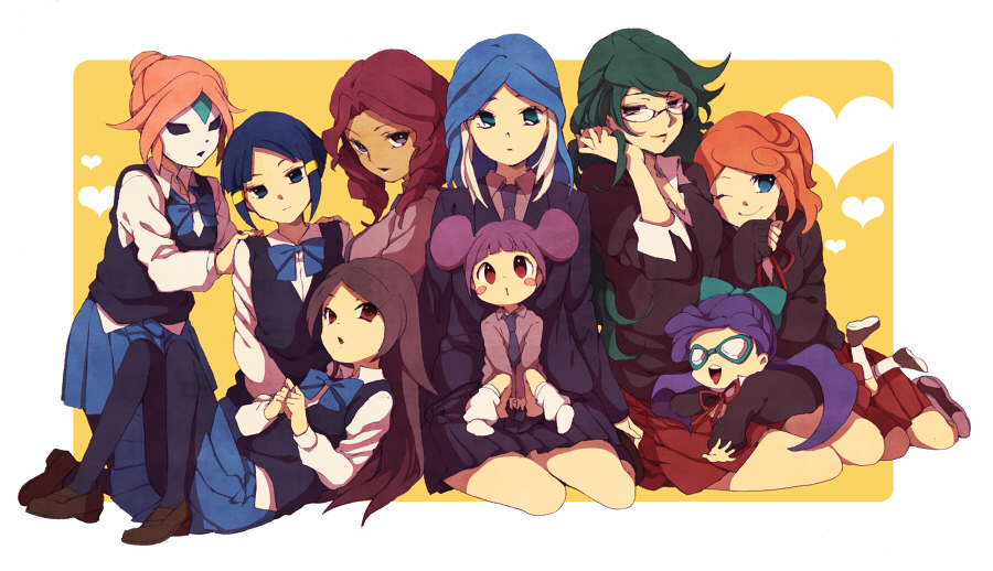 barazono_han, blue_eyes, blue_hair, green_hair, hair_ornament, hasuike_an, inazuma_eleven, inazuma_eleven_(series)