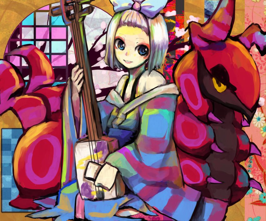 bow, gym_leader, hair_bow, hair_ornament, homika_(pokemon), japanese_clothes, kimono, milimilihosi