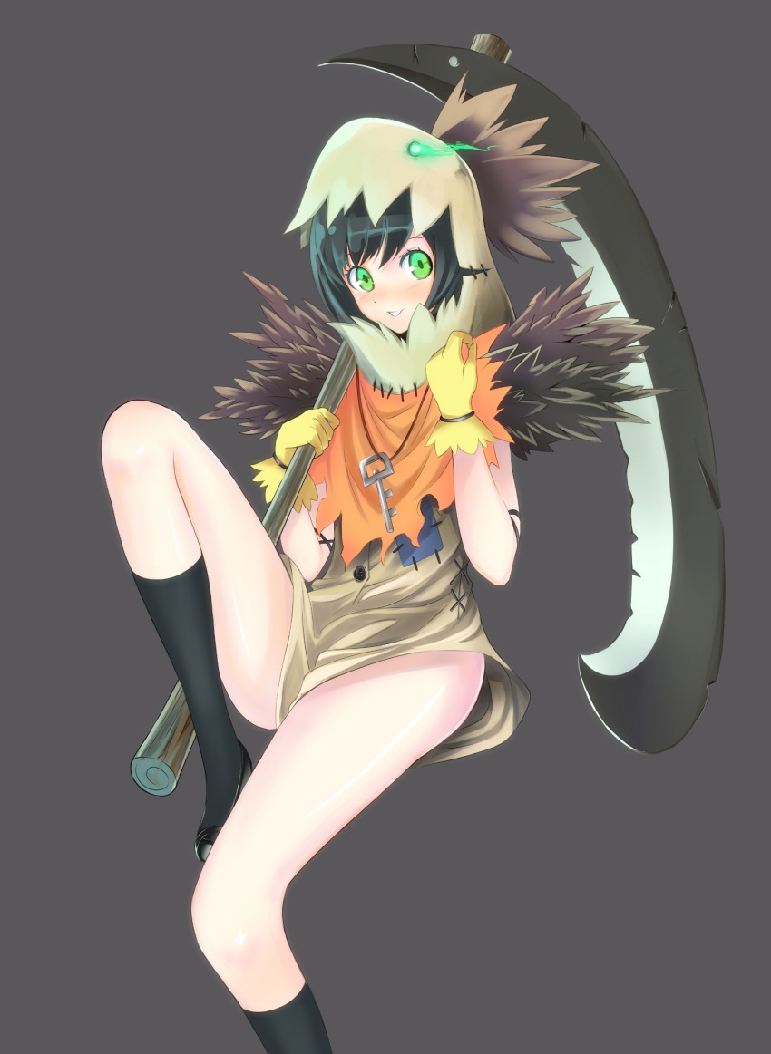 black_hair, black_legwear, blush, devildogs, fiddlesticks, genderswap, gloves, green_eyes