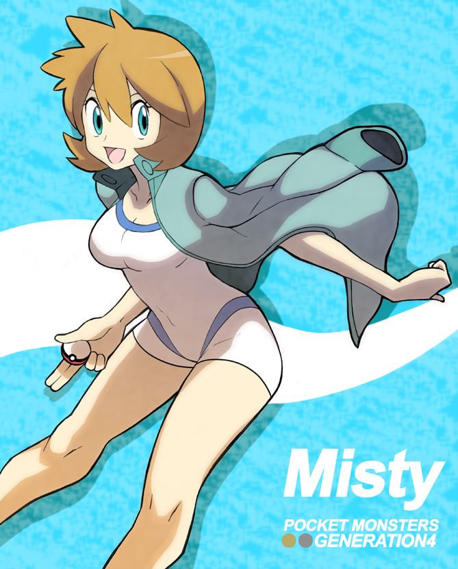 english, gym_leader, holding, holding_poke_ball, jacket, kasumi_(pokemon), kasumi_(pokemon)_(hgss), misty_(pokemon)