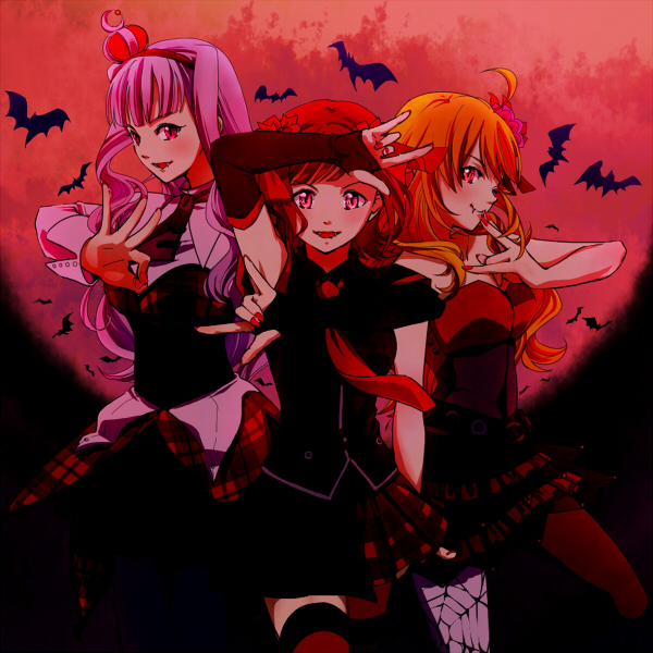 ahoge, amami_haruka, bat, bat_wings, blonde_hair, brown_hair, dark_haruka, fang