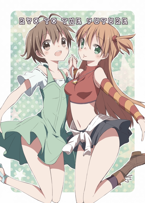 1girl, :d, akizuki_ryou, blush, brown_eyes, brown_hair, couple, crossdressinging