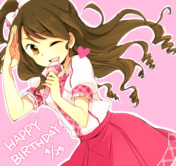 ;d, bad_id, brown_eyes, brown_hair, happy_birthday, ichika_(rainyrainy), idolmaster, idolmaster_cinderella_girls