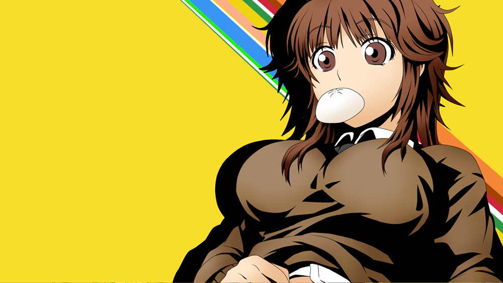 amagami, breasts, brown_eyes, brown_hair, food, large_breasts, makisige, nikuman