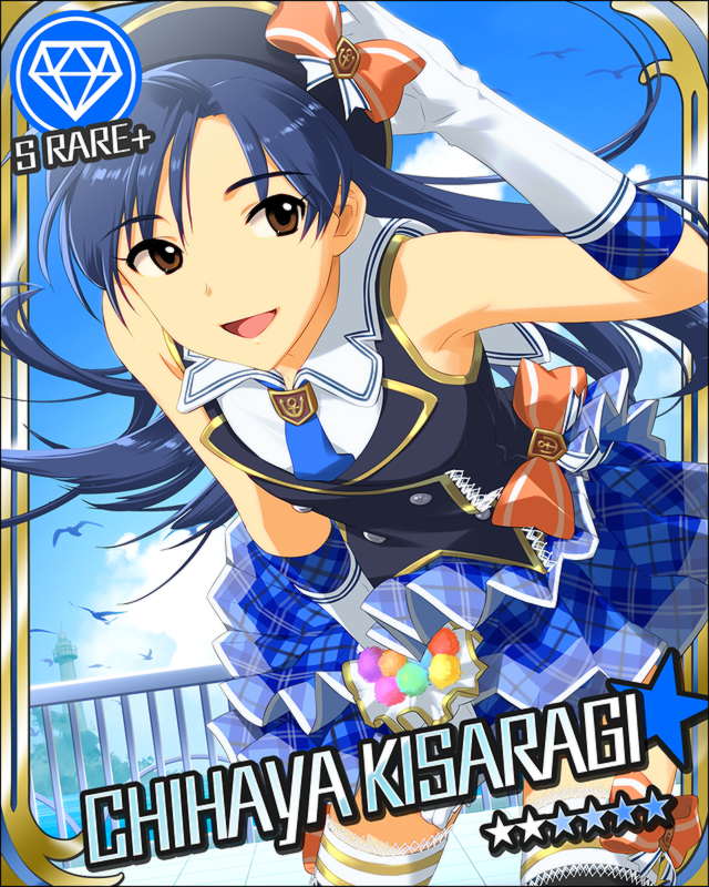 annindoufu_(oicon), blue_hair, brown_eyes, diamond, gloves, hat, hat_tip, idolmaster