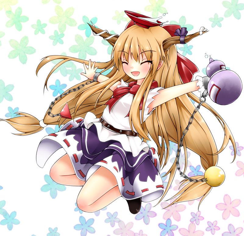 balancing, belt, blonde_hair, bow, chain, chains, closed_eyes, cuffs