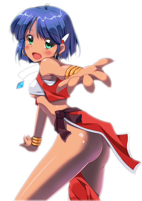 aqua_eyes, asakura_ryou_(artist), ass, backlighting, blue_hair, breasts, earrings, fushigi_no_umi_no_nadia