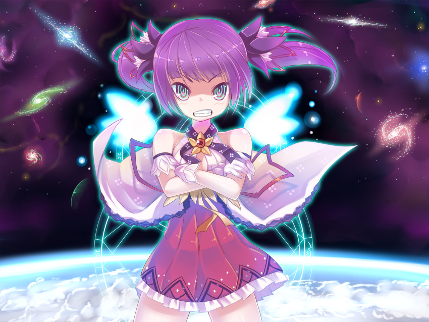 aisha_(elsword), angry, clenched_teeth, crossed_arms, dexp, dress, elsword, gloves