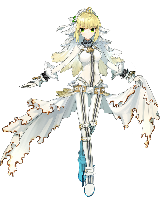 belt, blonde_hair, bridal_veil, fate/extra, fate/extra_ccc, fate_(series), gloves, green_eyes